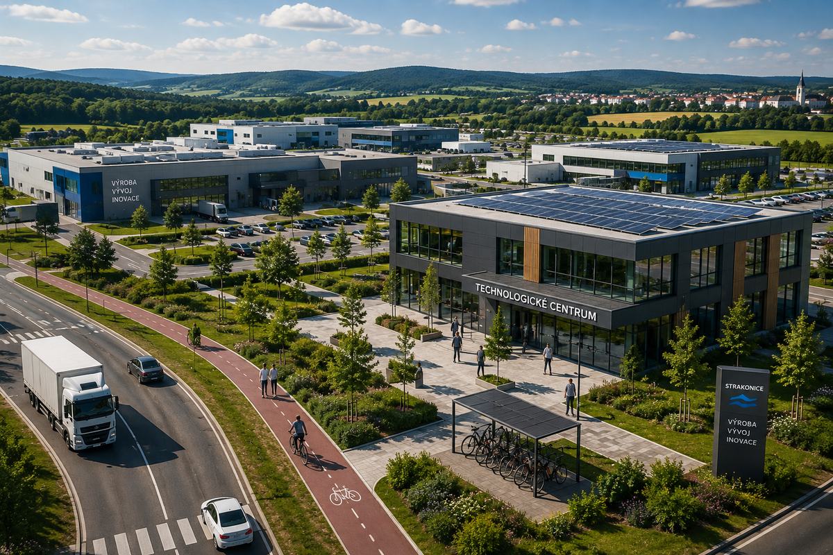 Vizualizace: technologické centrum v průmyslové zóně